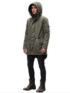 Alpha Industries Olive Green Cotton-Blend Utility Parka Jacket Size S